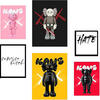 POSTER Set Mit 6 Messaggio Iconico Di Kaws A3 & A4 Schwarzer Rahmen - Schwarz, Papier (29/3/42cm) - Nacnic