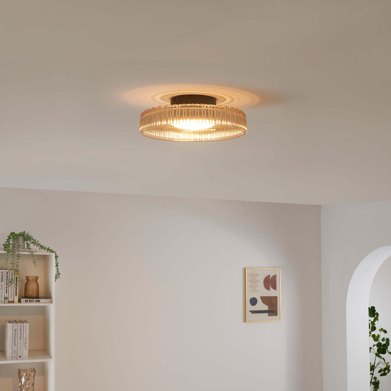 Thumbnail - Kosilum Deckenleuchte, Bernstein, Glas, 30x10x10 cm, Lampen & Leuchten, Innenbeleuchtung, Deckenleuchten