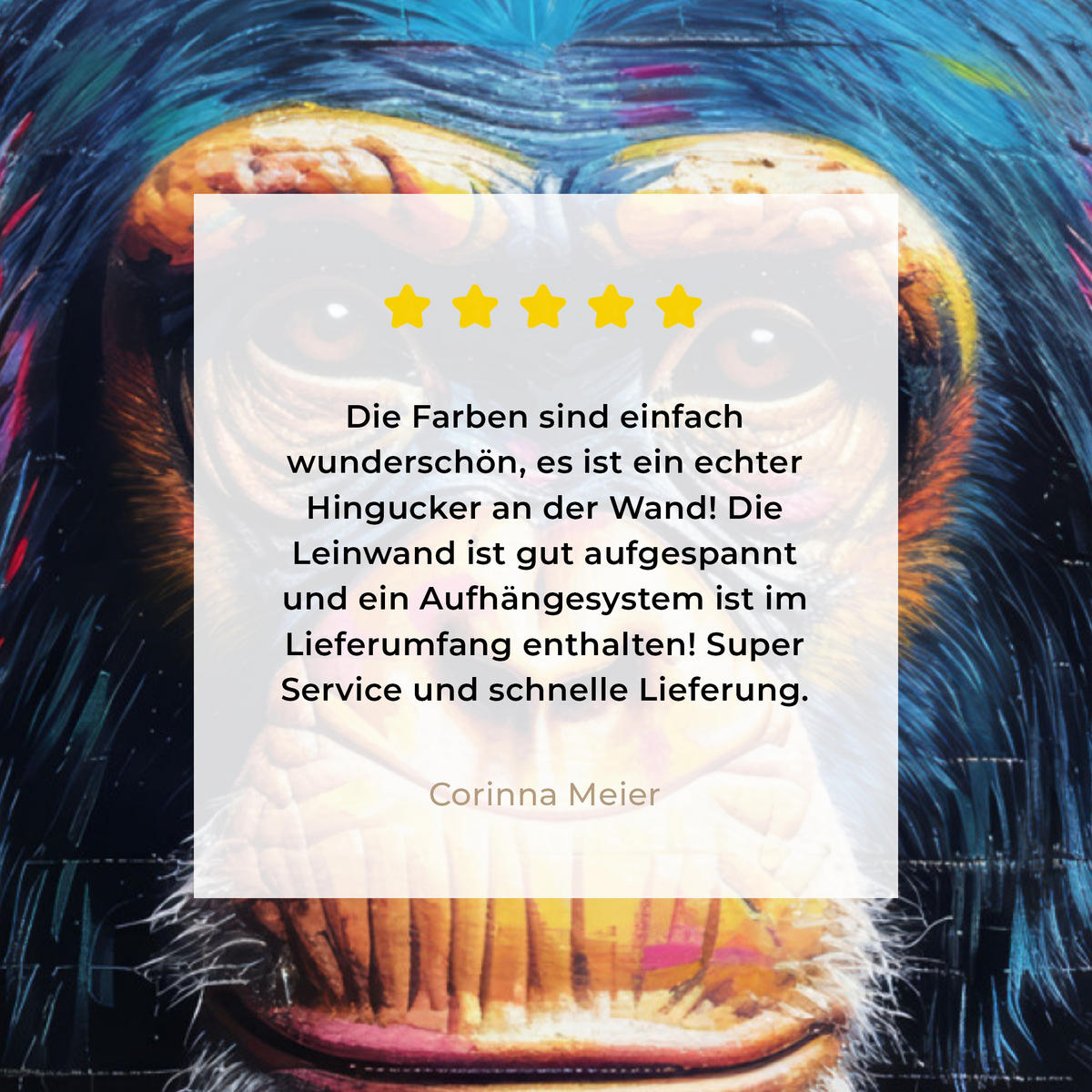 LEINWANDBILD Graffiti - Schimpanse - Straßenkunst - Kopfhörer - Affe 30x40 cm - Blau, Textil (30/40cm) - MuchoWow