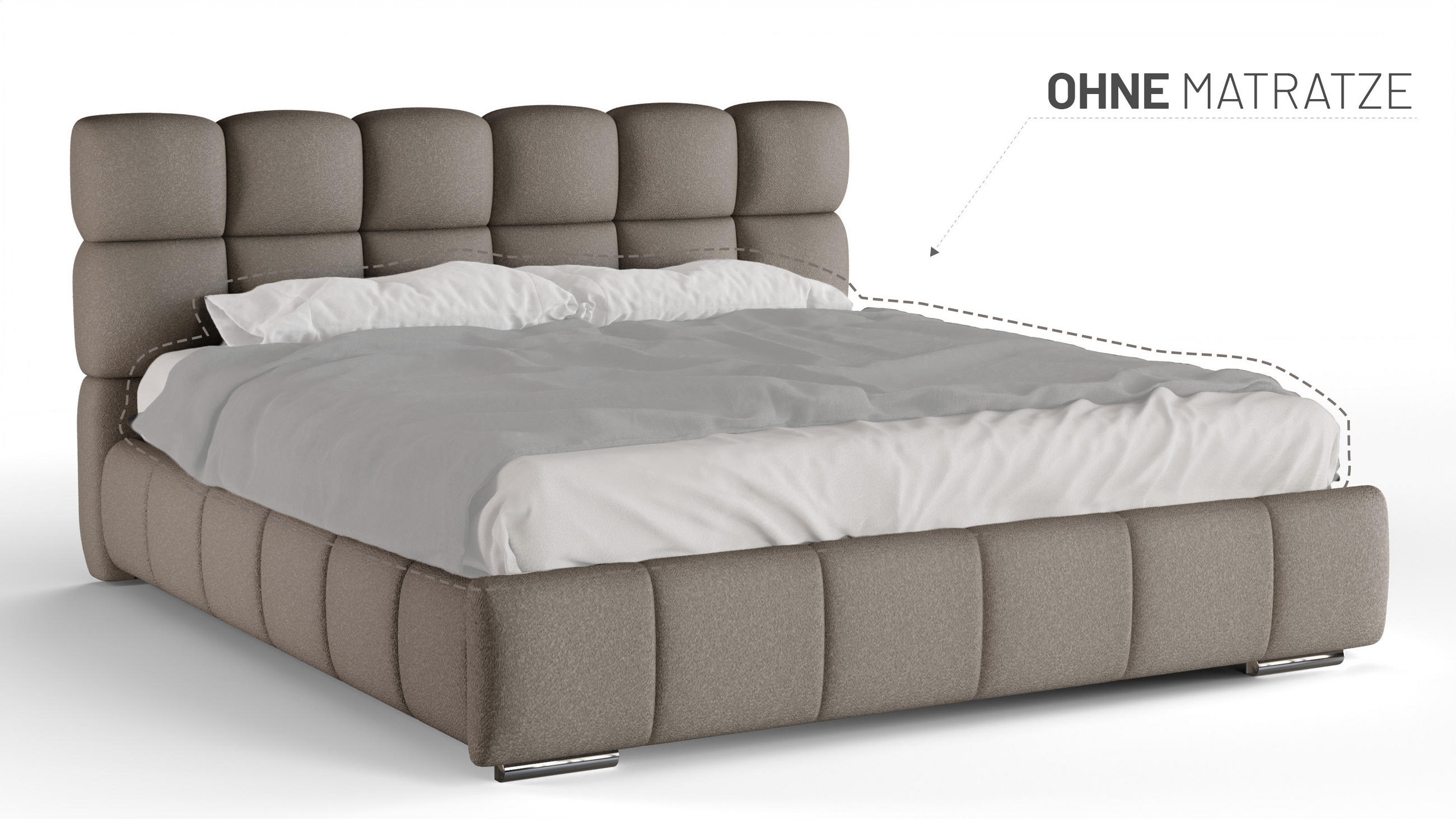 POLSTERBETT Bliss 180 x 200 cm mit Bettkasten und Lattenrost ohne matratze - braun - Braun, Holz (180/200cm) - Panda Möbel