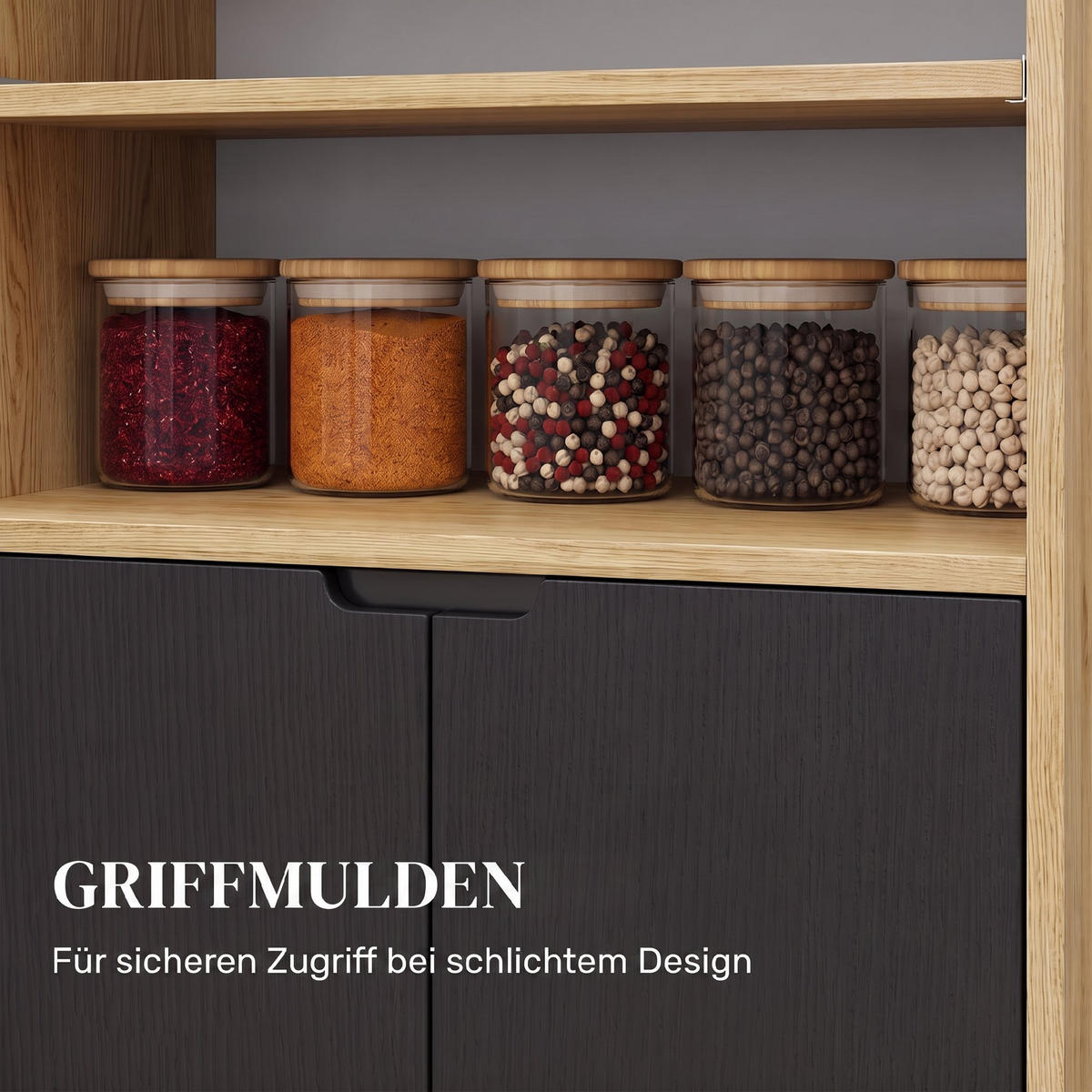KÜCHENWAGEN MDF Schwarz - Schwarz, Holzwerkstoff (40/82/80cm) - HOMCOM
