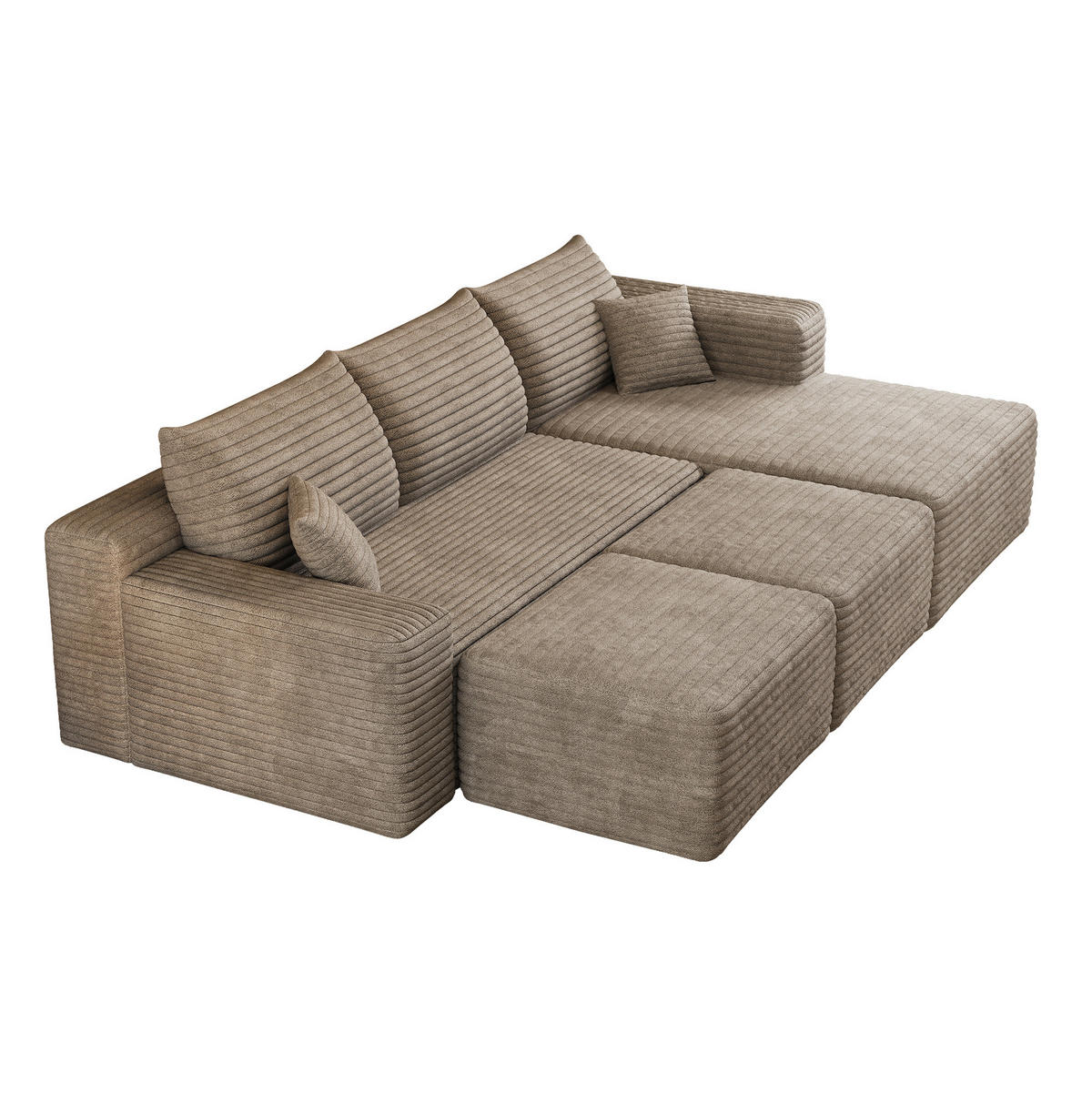 ECKSOFA 241/151/58 cm camel aus Stoff ohne Montage - Hellgrau, Textil (151/241cm) - OKWISH