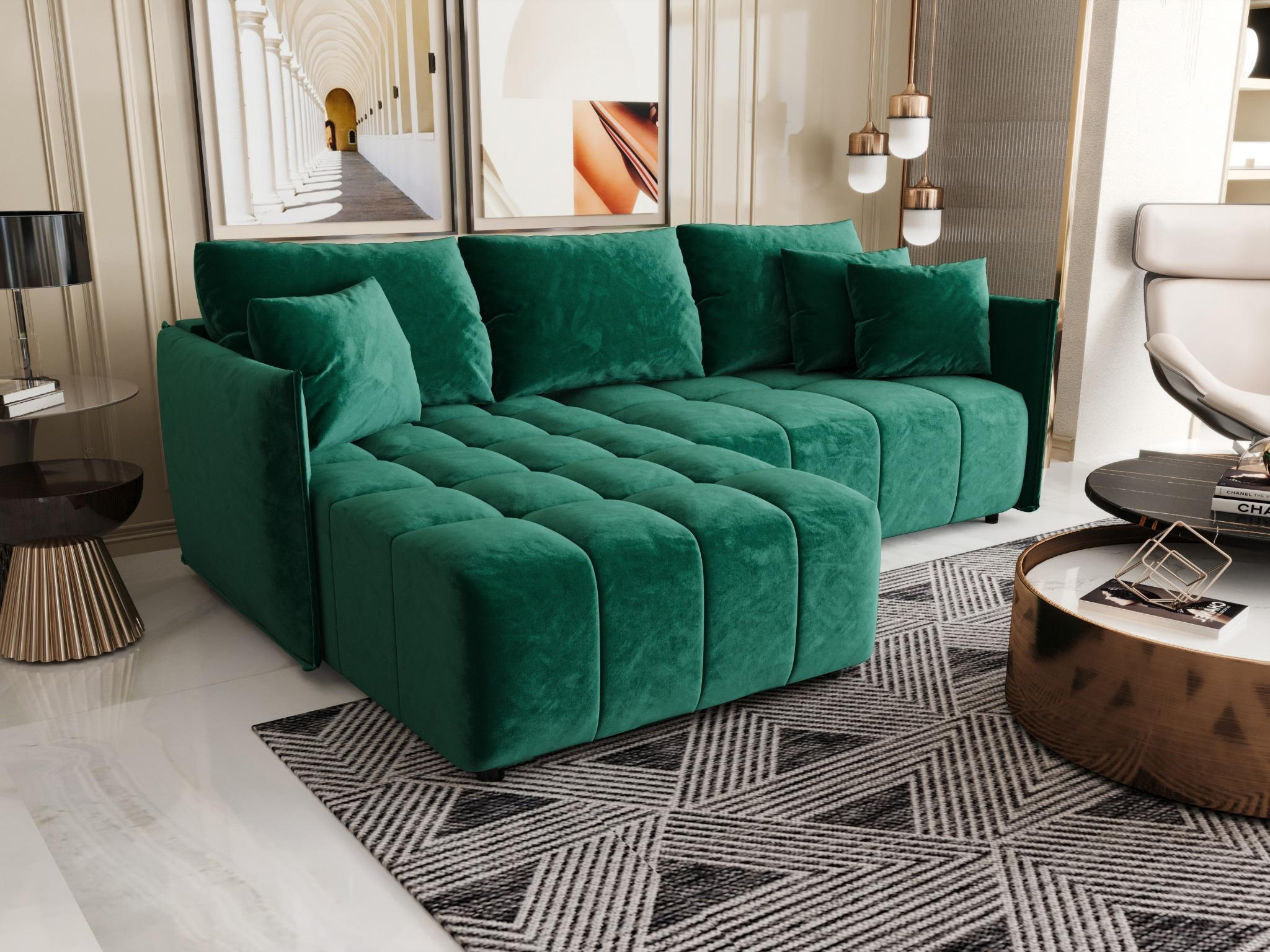 ECKSOFA mit Schlaffunktion ONIL L Monolith 37 Links - Grün, Textil (245/175cm) - Bedante