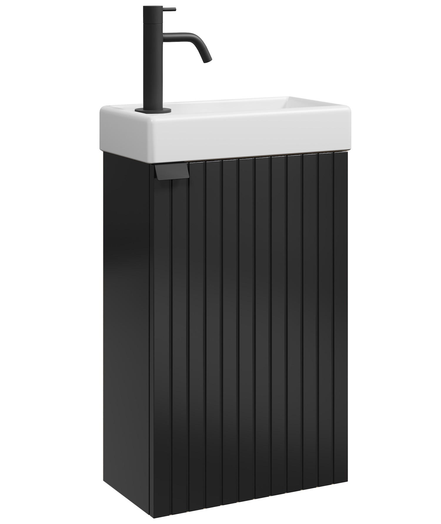 GÄSTE-WC-MÖBELSET Bosco 2 Teile Schwarz Matt - 40 x 22 x 68 cm - Schwarz, Holz (40/68/22cm) - Badplaats