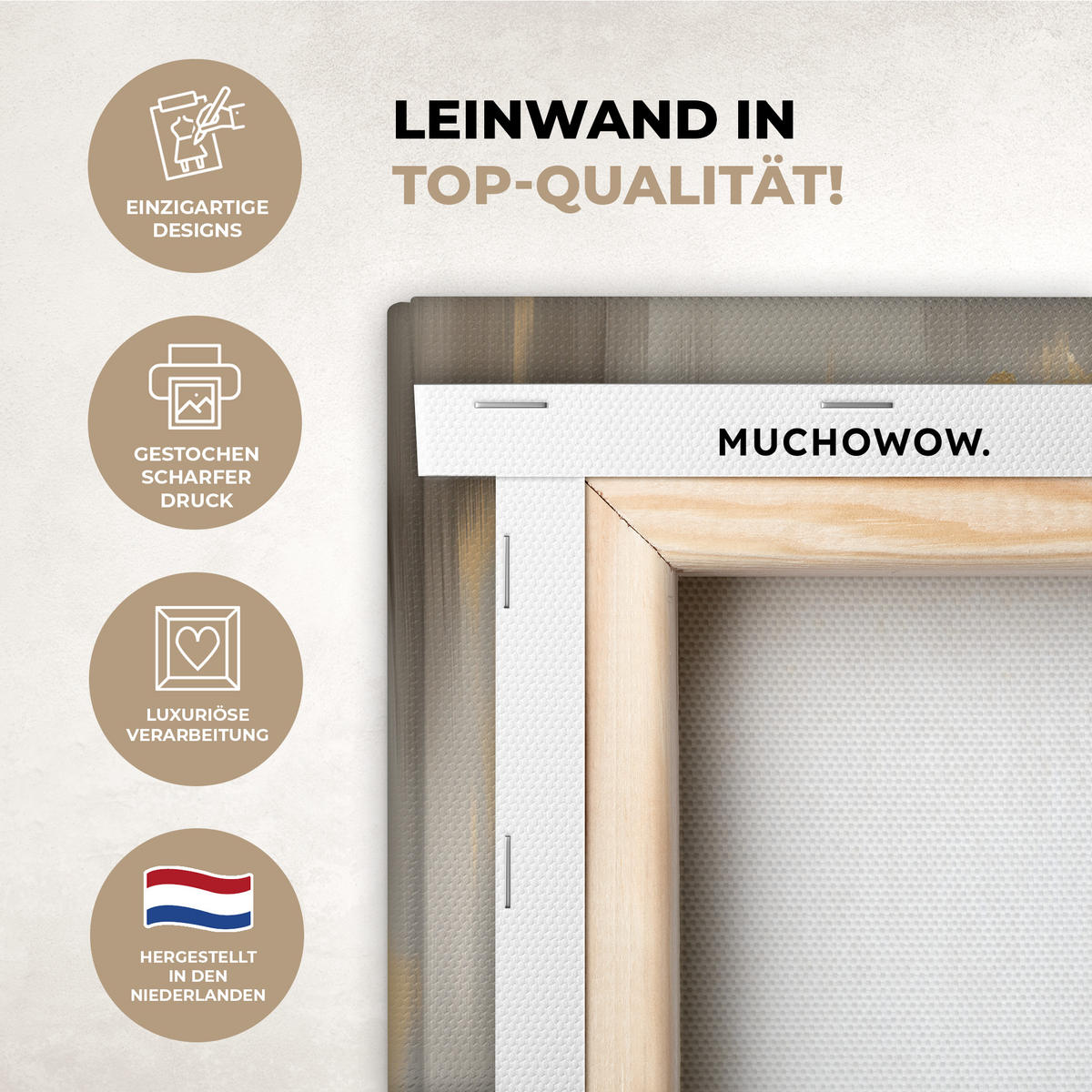 LEINWANDBILD Gemälde - Baum - Abstrakt - Blätter Wandbild 40x30 cm - Beige, Textil (40/30cm) - MuchoWow