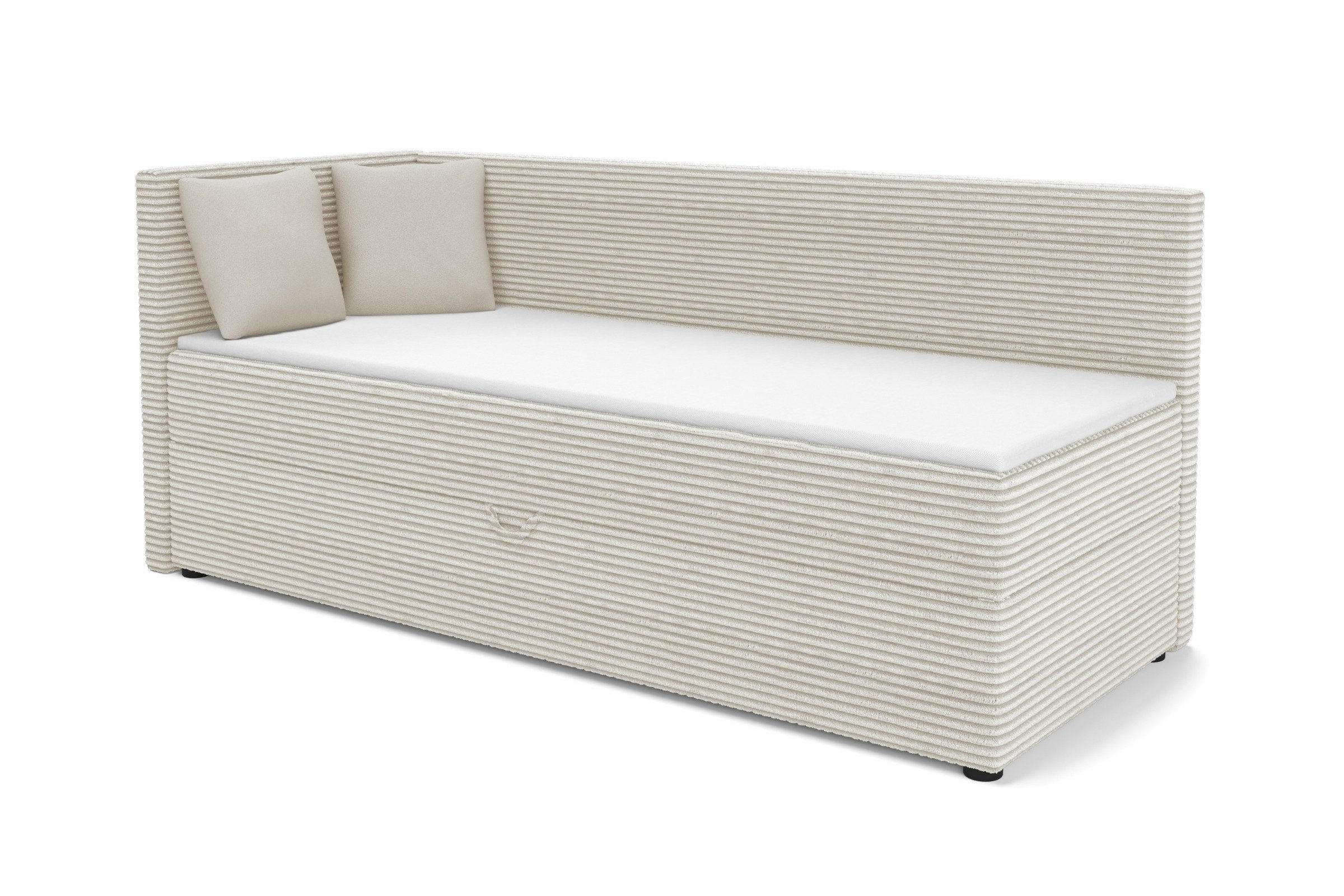 BOXBETT ROBERTO 90/200 in Cord Ecru H4 links - Ecru, Holz/Holzwerkstoff (90/200cm) - Deine Möbel 24