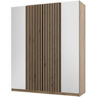 DREHTÜRENSCHRANK Kaya 200/62/239 4-Türig mit zwei Spiegel - Eichefarben/Schwarz, Holzwerkstoff (200/239/62cm) - Beautysofa