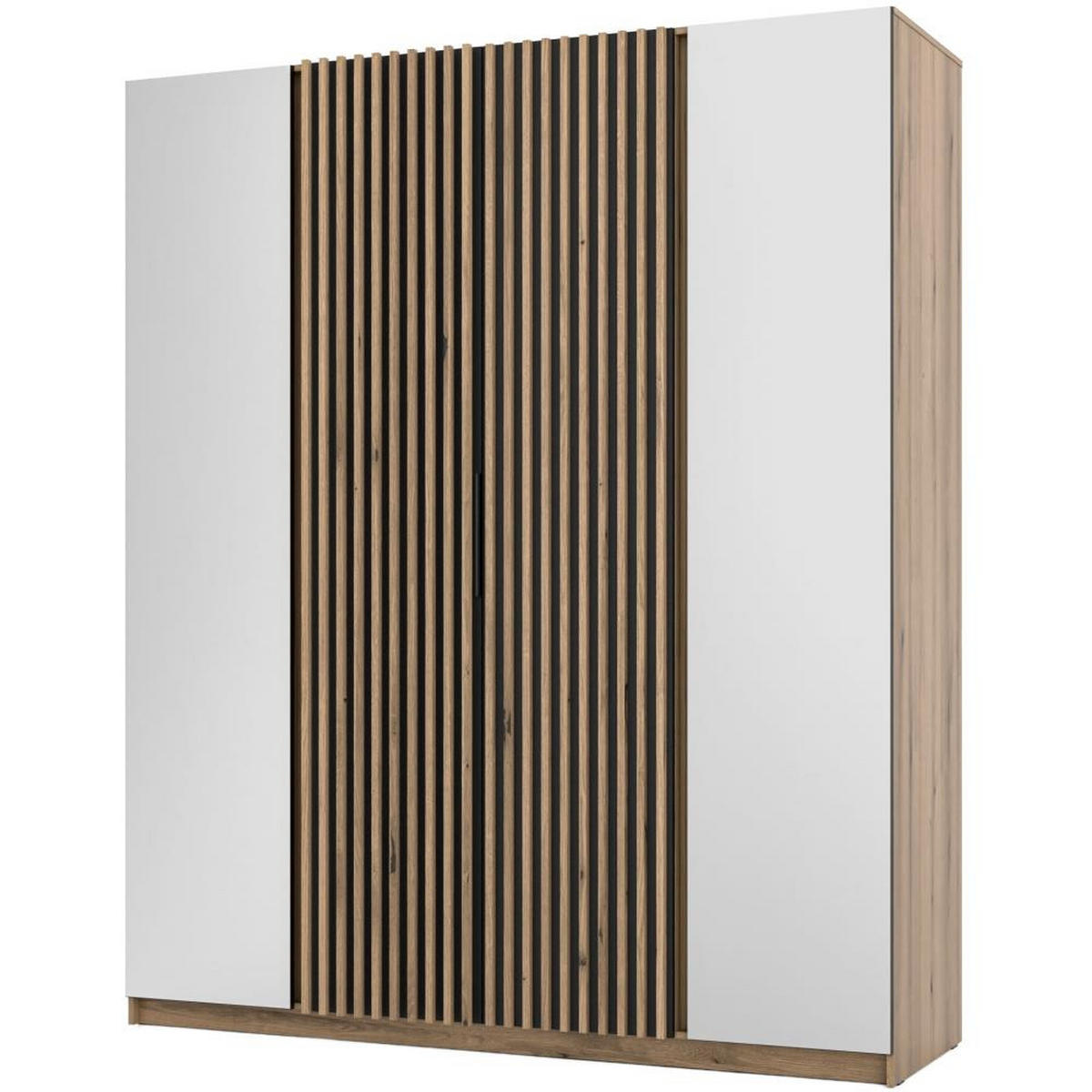 DREHTÜRENSCHRANK Kaya 200/62/239 4-Türig mit zwei Spiegel - Eichefarben/Schwarz, Holzwerkstoff (200/239/62cm) - Beautysofa