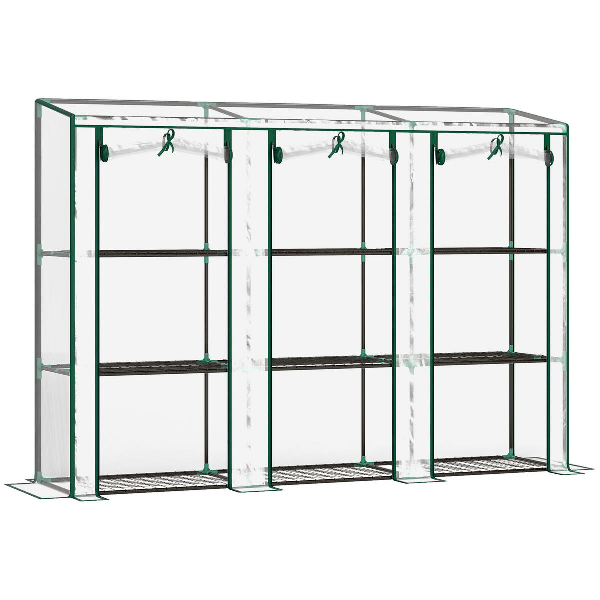 GEWÄCHSHAUS DE-11996 mit 3 Türen & 3 Etagen Transparent - Transparent, Metall (46/151/215cm) - ComfortXL