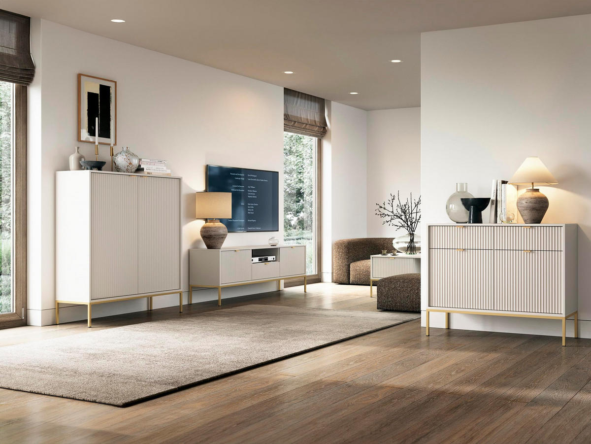 COUCHTISCH Font 104x46x68 cm - Modern Wohnzimmertisch Gefertigt aus Robuster Laminierter Spanplatte - Beige Kaschmir - Beige, Holzwerkstoff (46/104/68cm) - Chilly