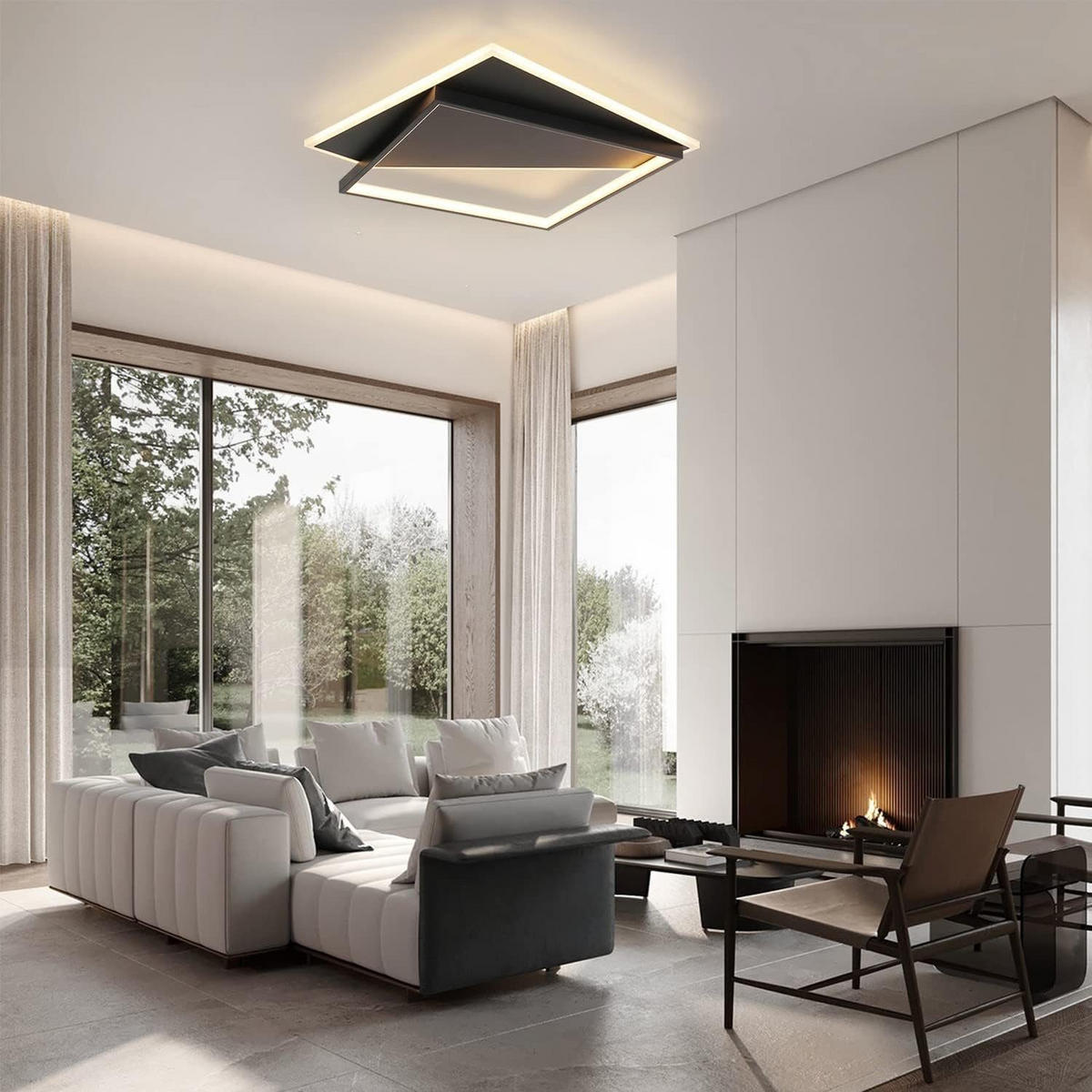 LED-DECKENLEUCHTE Alexander 48/48/6 cm - Schwarz, Metall (48/48/6cm) - Nettlife