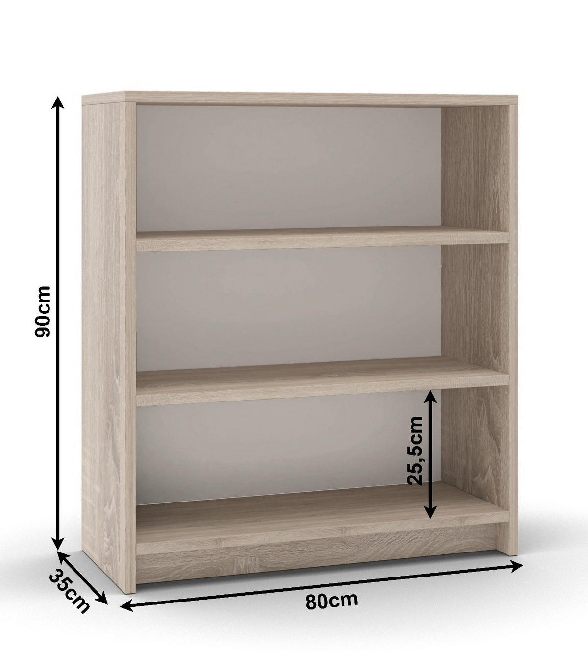 REGAL Sonoma Eiche Mit Geräumigen Regalböden - Braun, Holzwerkstoff (80/90/35cm) - Sepro Meble