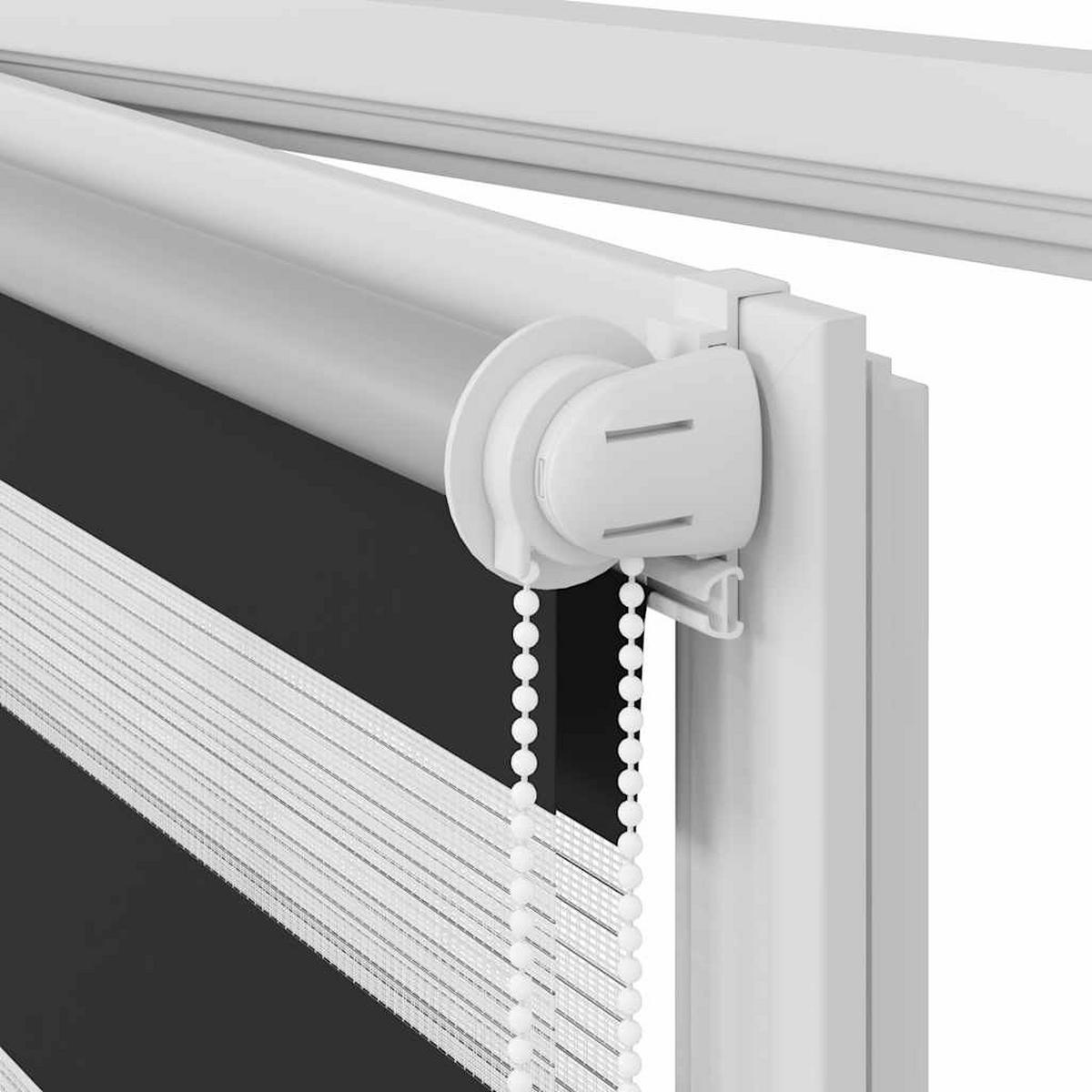 DOPPELROLLO 60,9/120 cm Stoffbreite 56,7 cm aus Polyester Schwarz - Schwarz, Textil (60/120cm) - vidaXL