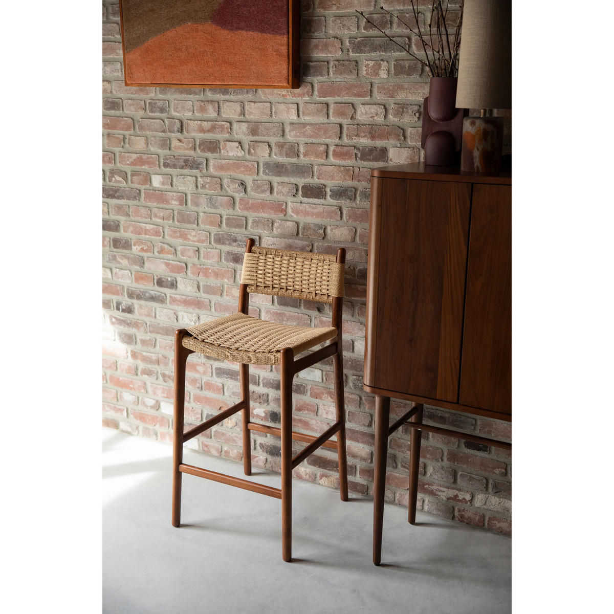BARHOCKER Cecile Rückenlehne 67,5 cm Walnuss Braun - Braun, Holz (48/95.5/47cm) - Dutchbone