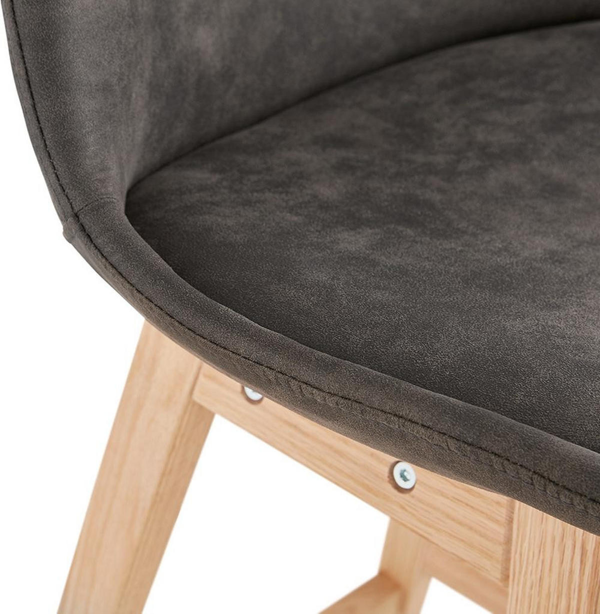 BARHOCKER Mikrofaser Massivholzbeine Sitzhöhe 66cm Skandi-Stil NIXARA MINI, Anthrazit-Beige 48x56x103 cm - Anthrazit/Beige, Eichenholz/Textil (48/103/56cm) - KADIMA DESIGN