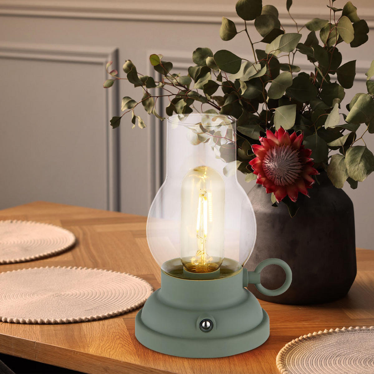 LED TISCHLEUCHTE PETRO Grün - Grün, Glas (12.5/10.7/17.5cm) - Globo Lighting