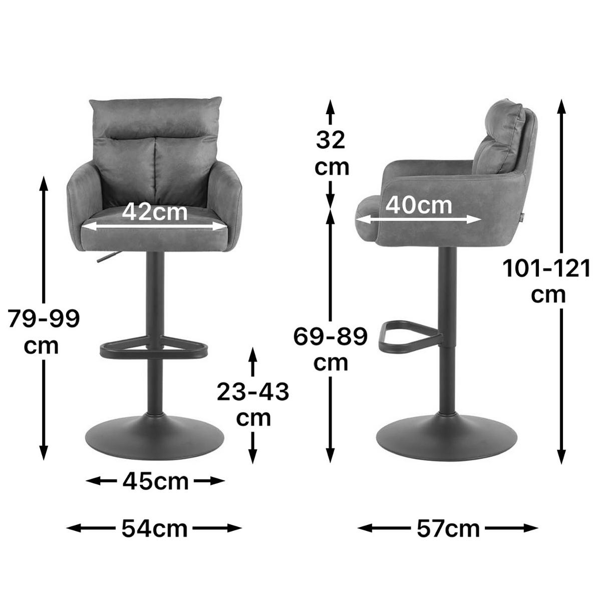 BARHOCKER Aris - Schwarz/Grau, Textil/Metall (54/101/57cm) - DUBI Möbel