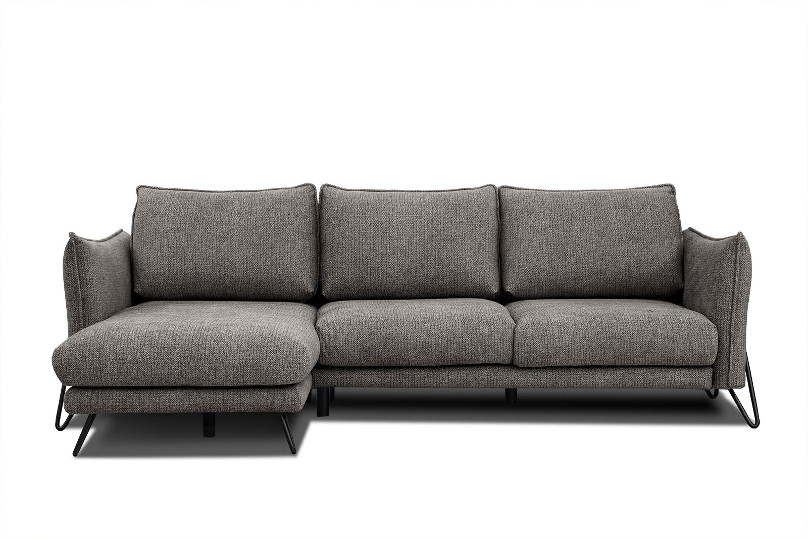 ECKSOFA HOSTEN 4-Sitzer, braun - Schwarz/Braun, Holzwerkstoff/Textil (158/269cm) - Courtois Laville