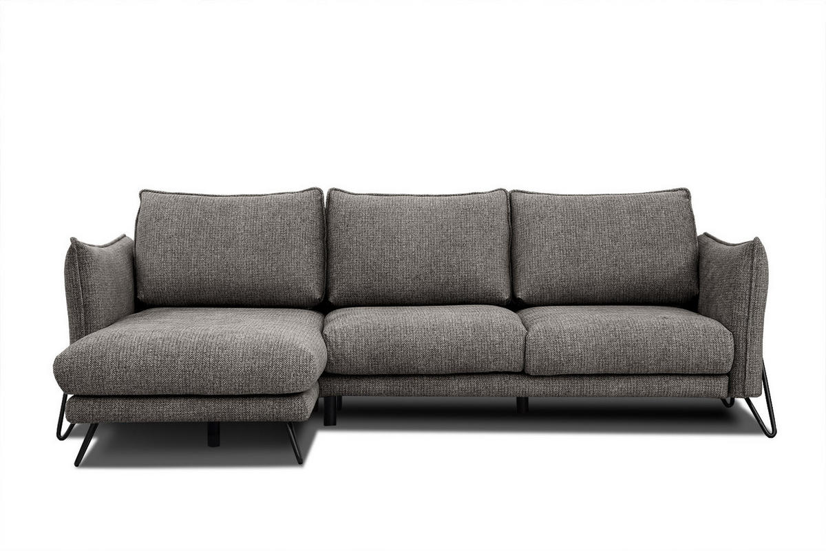 ECKSOFA HOSTEN 4-Sitzer, braun - Schwarz/Braun, Holzwerkstoff/Textil (158/269cm) - Courtois Laville