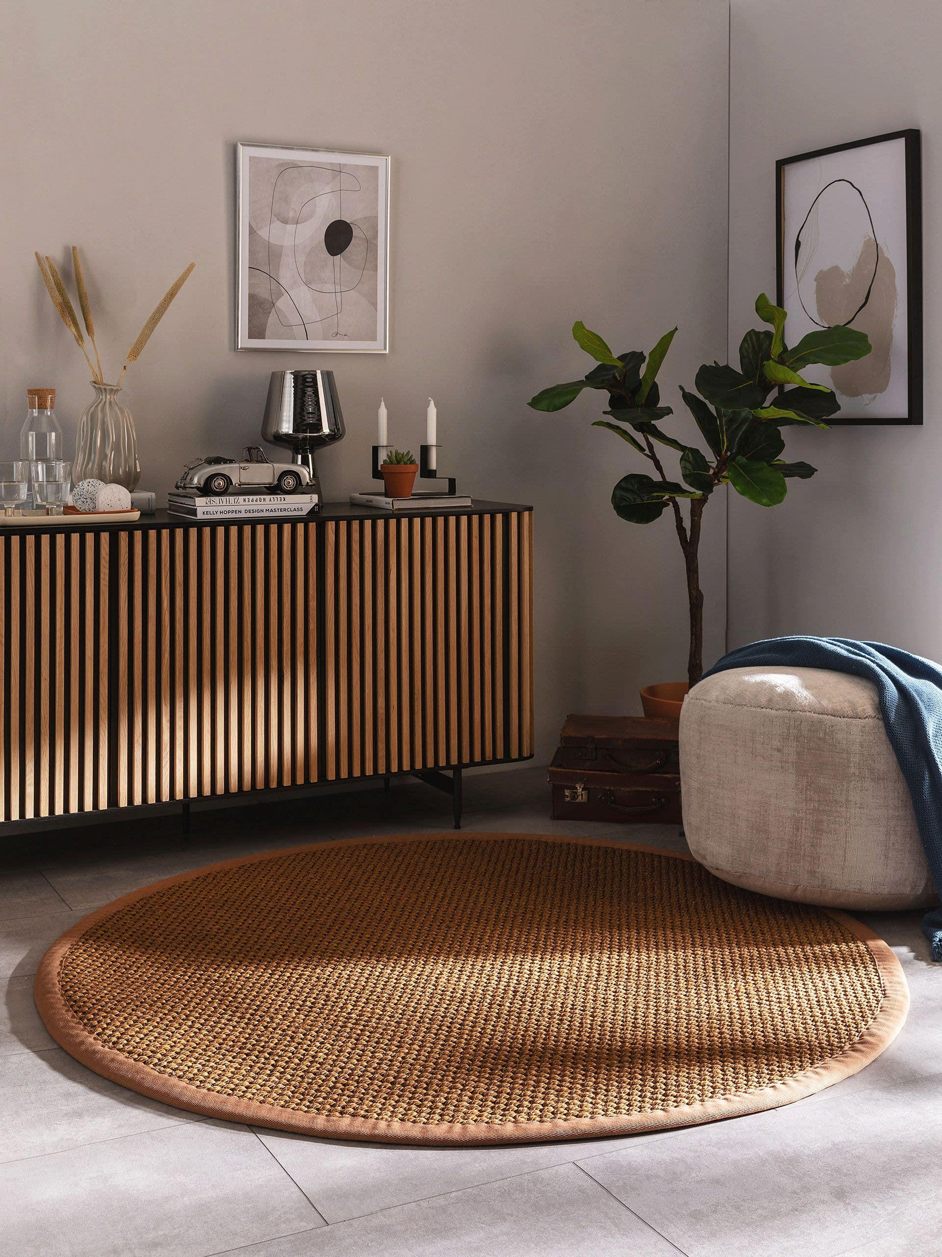 SISALTEPPICH Greta Hellbraun ø 200 cm rund - Hellbraun, Textil (200/200cm) - benuta Pure