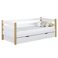 TAGESBETT mit Schublade N01 Weiß / Eiche Natur 80/200 - Eiche Artisan/Weiß, Naturmaterialien/Holz (80/200cm) - N-Wood
