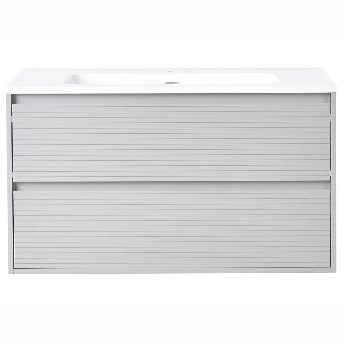DULAP SUB LAVOAR montat pe perete cu lavoar gri Bahia - gri deschis, compozit lemnos (100/55/110cm) - Beliani