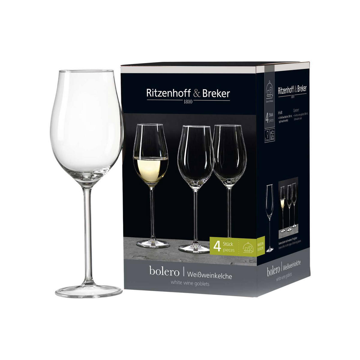 WEISSWEINGLÄSER Bolero transparent 390 ml 4er Set - Transparent, Glas (0.39L) - Ritzenhoff Breker