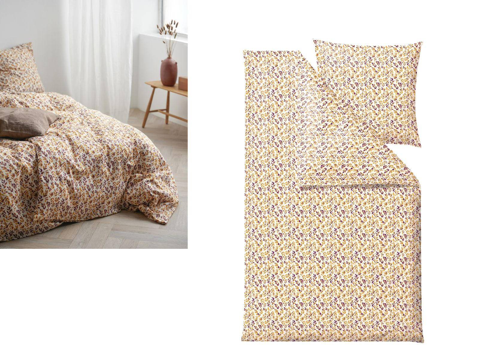 BETTWÄSCHE Painterly Leaf gold 135/200 cm Bio-Baumwolle - Goldfarben, Textil (135/200cm) - Södahl