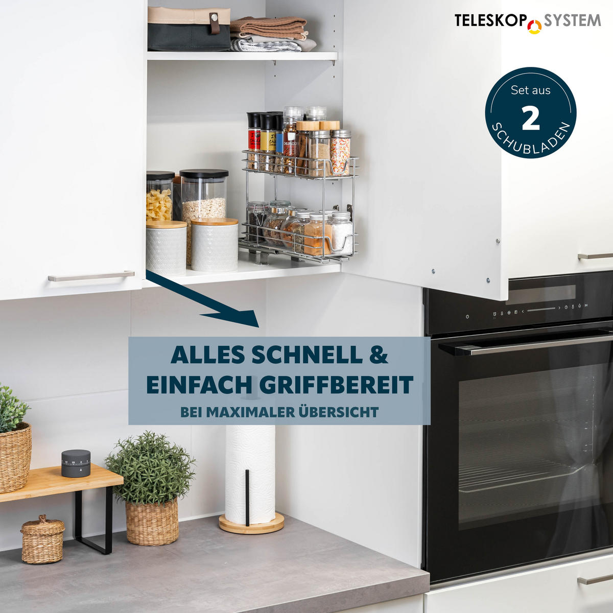 KORBAUSZUG (2er Set), 2-stöckig, Chrom - Silberfarben, Metall (11.5/23.5/29cm) - bremermann