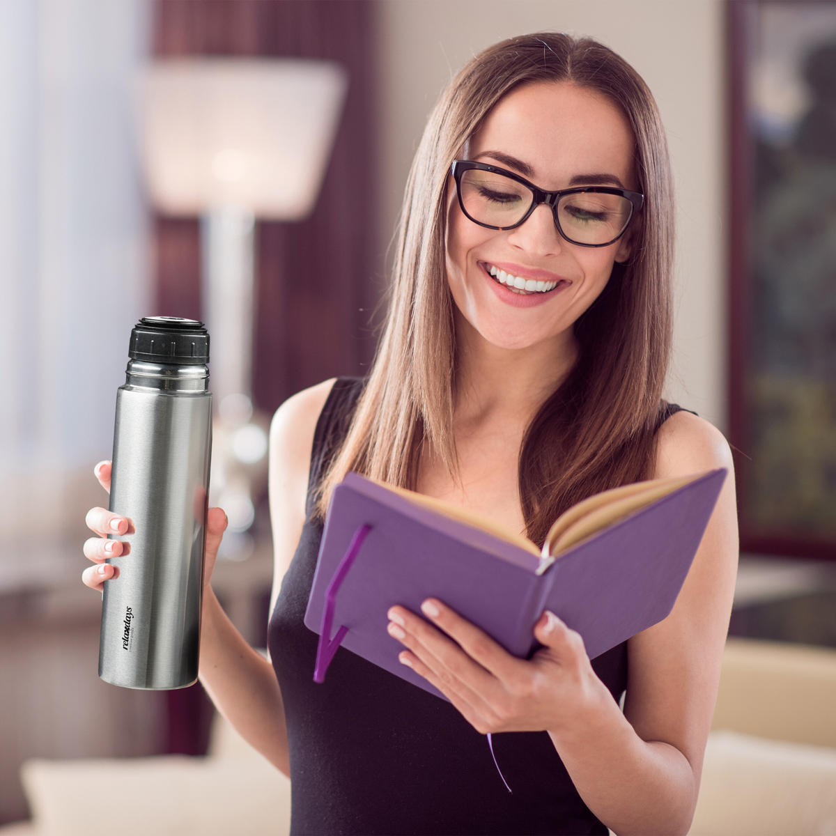 EDELSTAHL-TRINKFLASCHE - Silberfarben, Kunststoff/Metall (0.75L) - Relaxdays