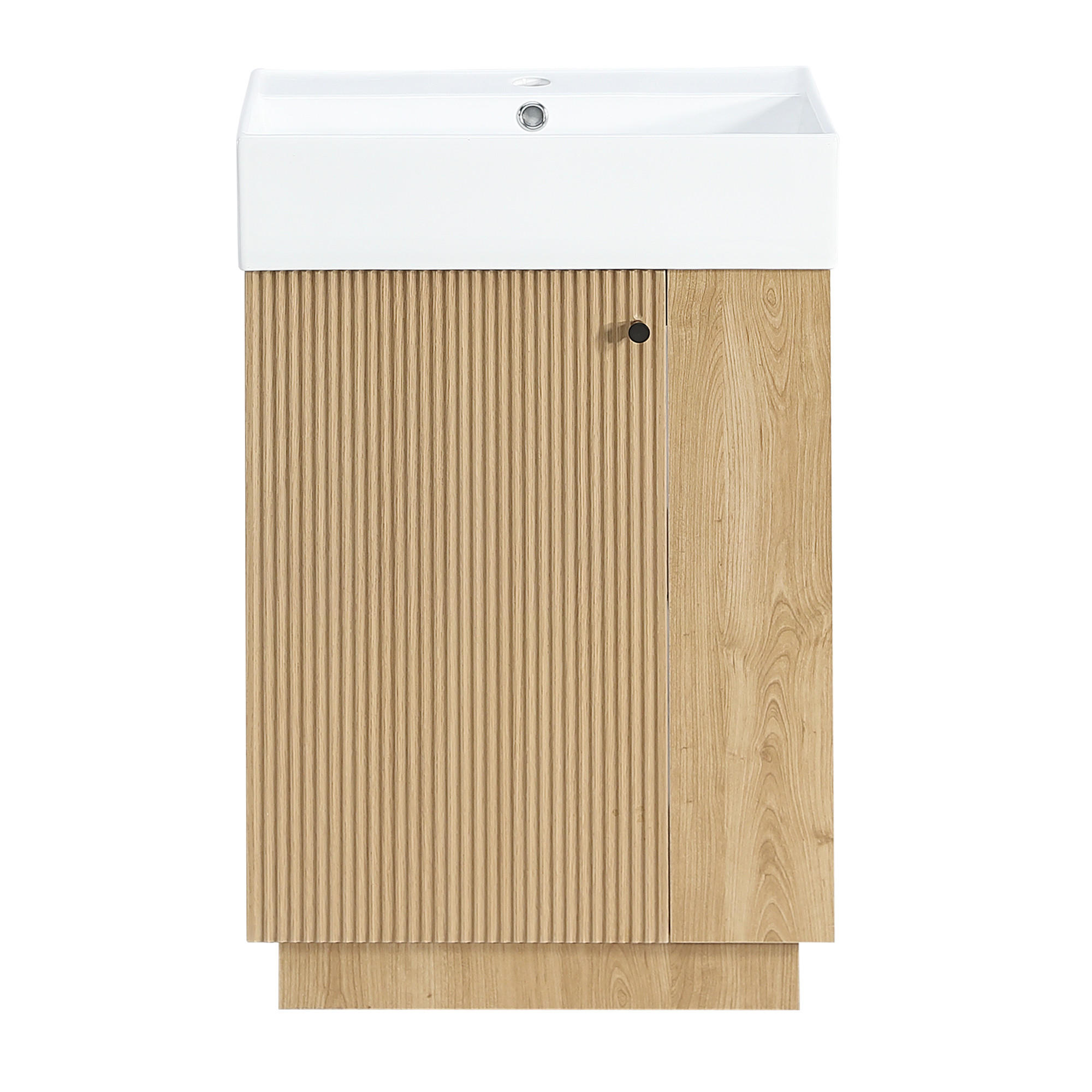 BADEZIMMERSCHRANK Waschbeckenunterschrank Rillenoptik Keramik 55cm - Naturfarben, Keramik (55/87/32cm) - FLIEKS