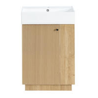 BADEZIMMERSCHRANK Waschbeckenunterschrank Rillenoptik Keramik 55cm - Naturfarben, Keramik (55/87/32cm) - FLIEKS