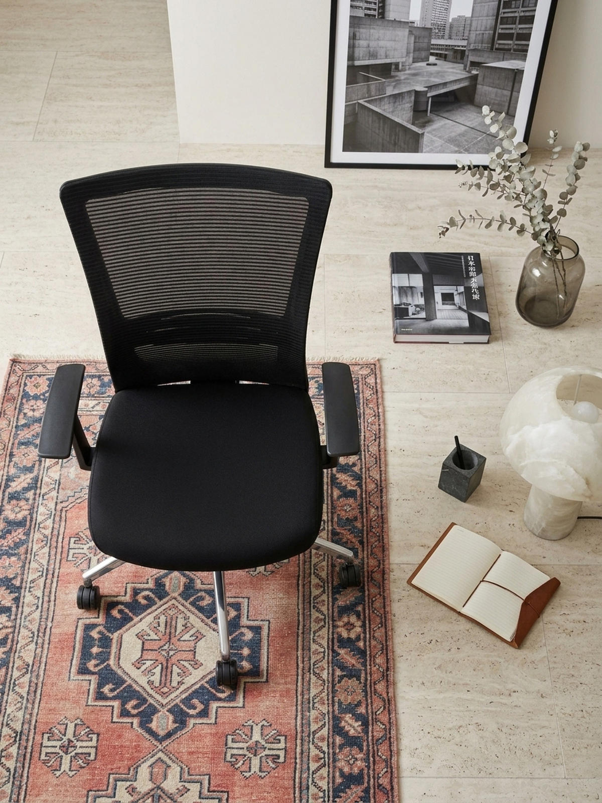 BÜROSTUHL Schwarz Netz drehbar mit verstellbarer Rückenlehne und Aluminiumfußkreuz bis 120 kg - Silberfarben/Schwarz, Textil (70/107/63cm) - KADIMA DESIGN