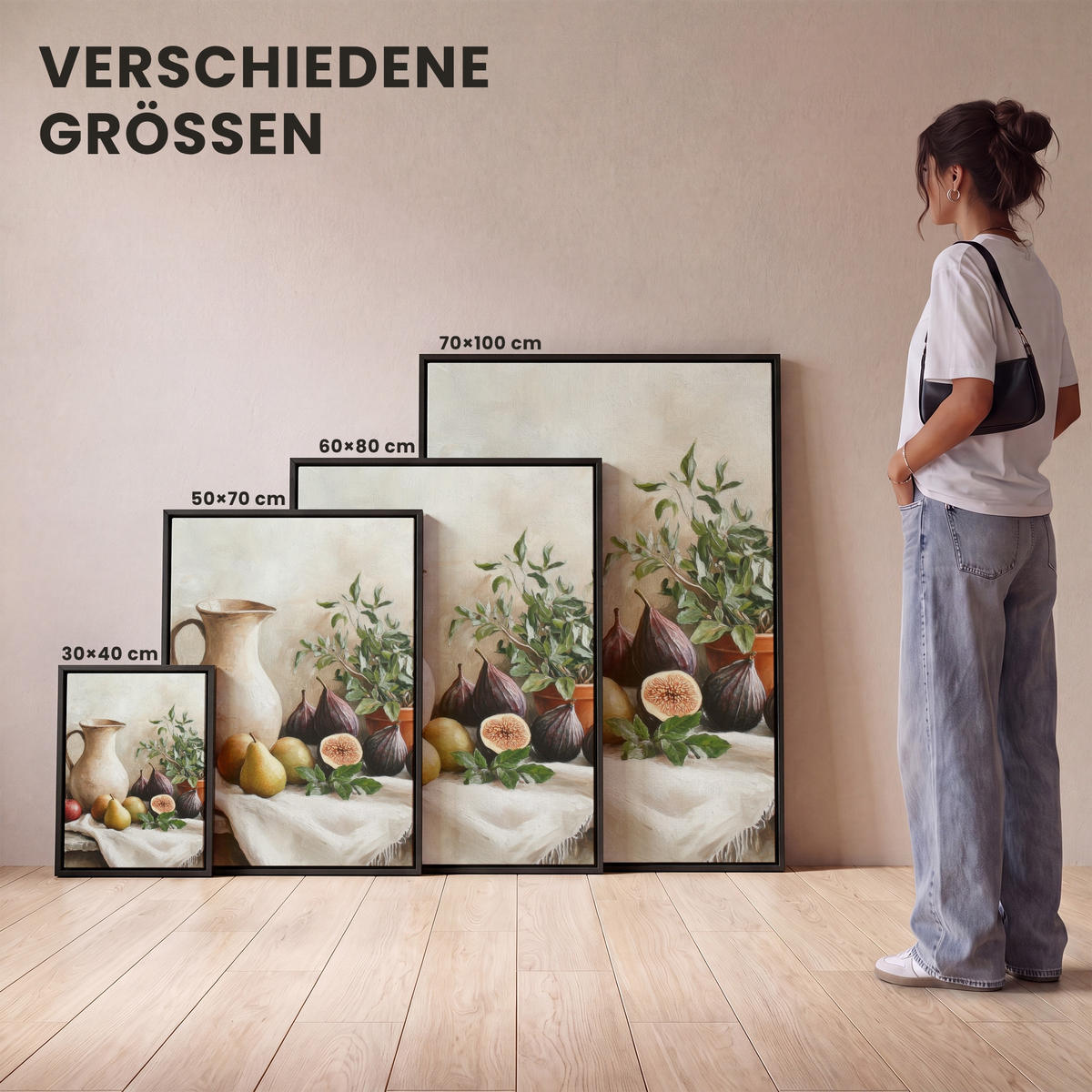 LEINWAND Bilder mit Rahmen - Obst - Kräuter - Ländlich - 60x80 - Naturfarben, Textil (60/80cm) - MuchoWow