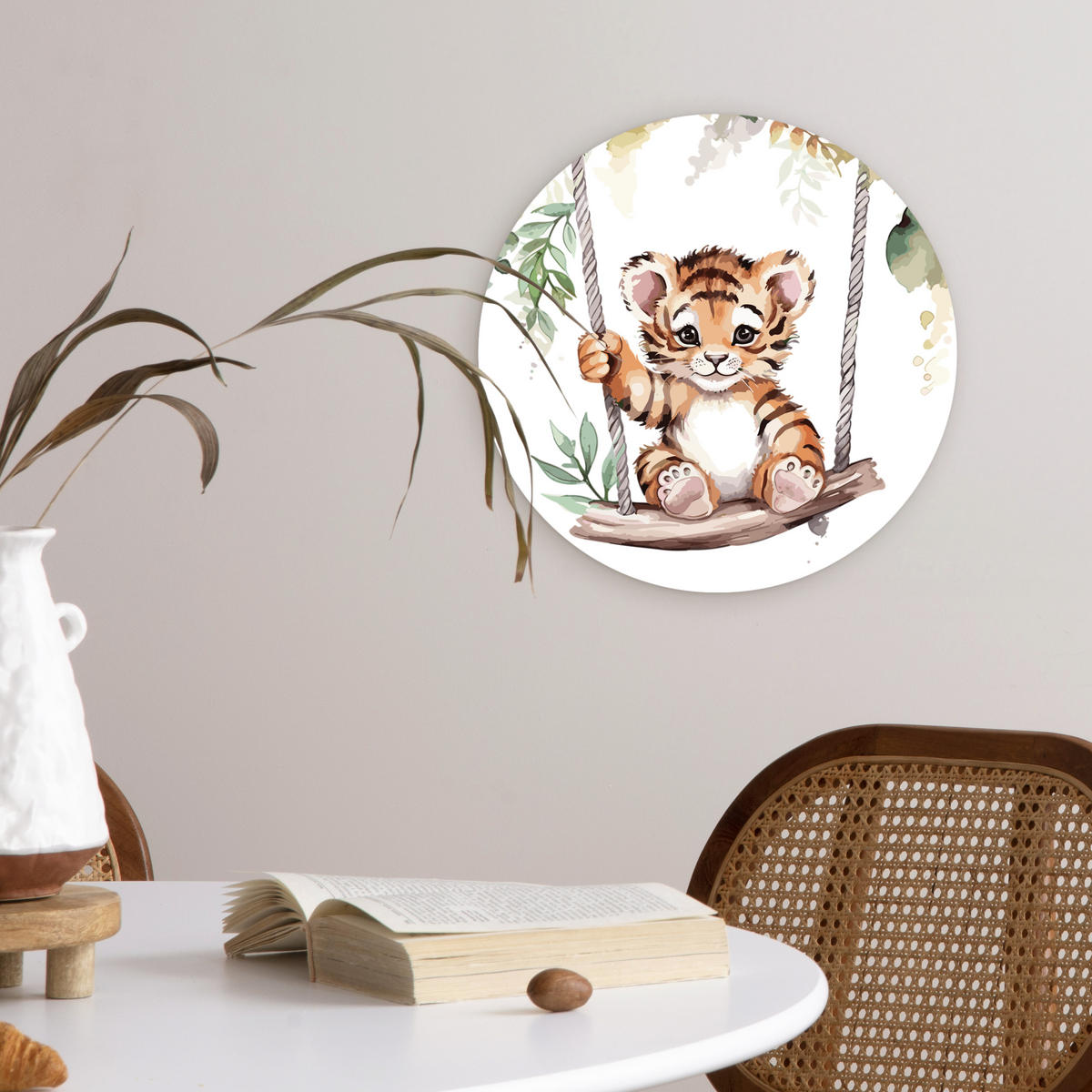 WANDBILD Tiger - Tier - Kinder - Dschungel 30x30 cm - Dunkelorange, Kunststoff (30/30cm) - MuchoWow