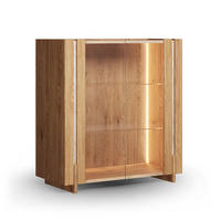 VITRINE Travertino Wildeiche Natur / Travertin Naturstein 100 / 46 / 106cm - Wildeiche, Glas/Holz (100/106/46cm) - Feldmann-Wohnen