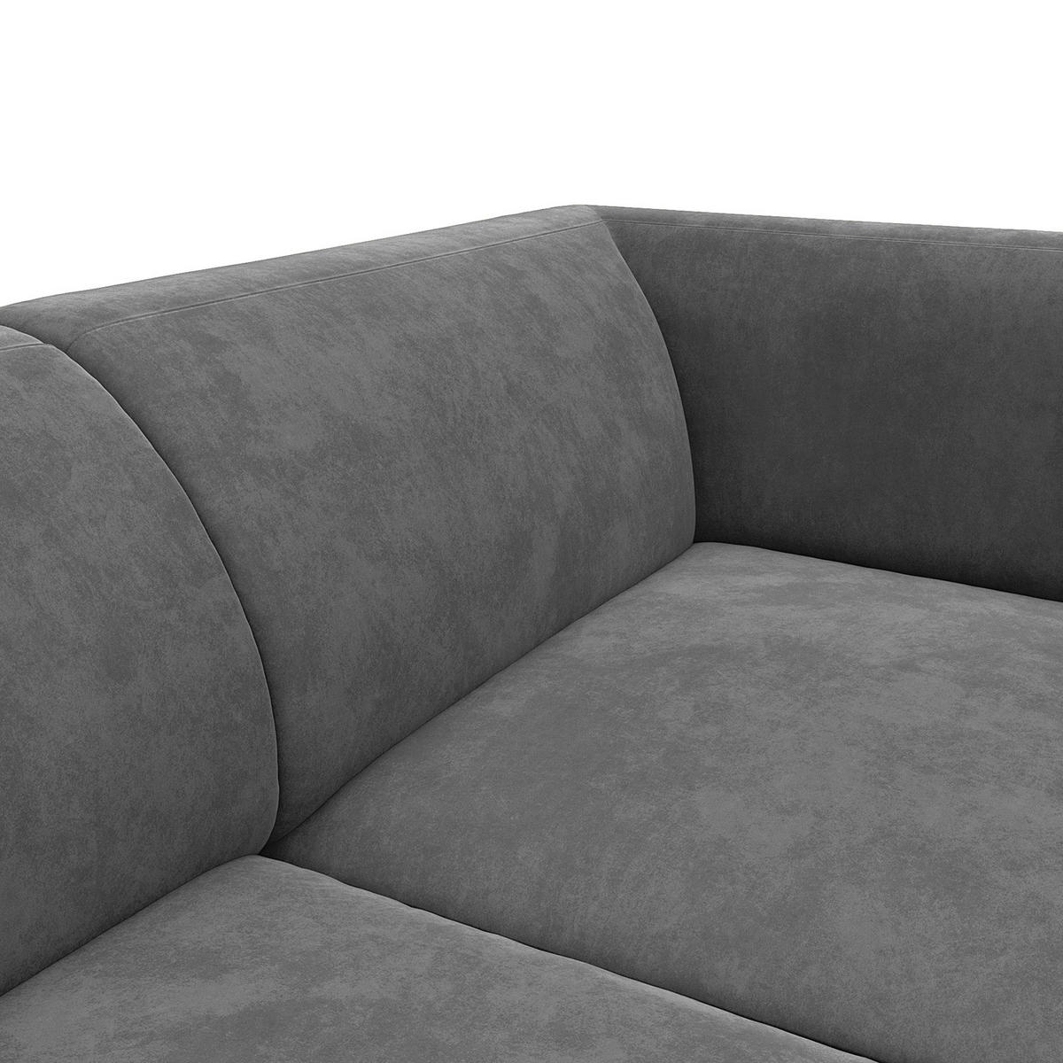 2,5-SITZER SOFA - Schwarz/Grau, Textil/Metall (175/74/88cm) - home24