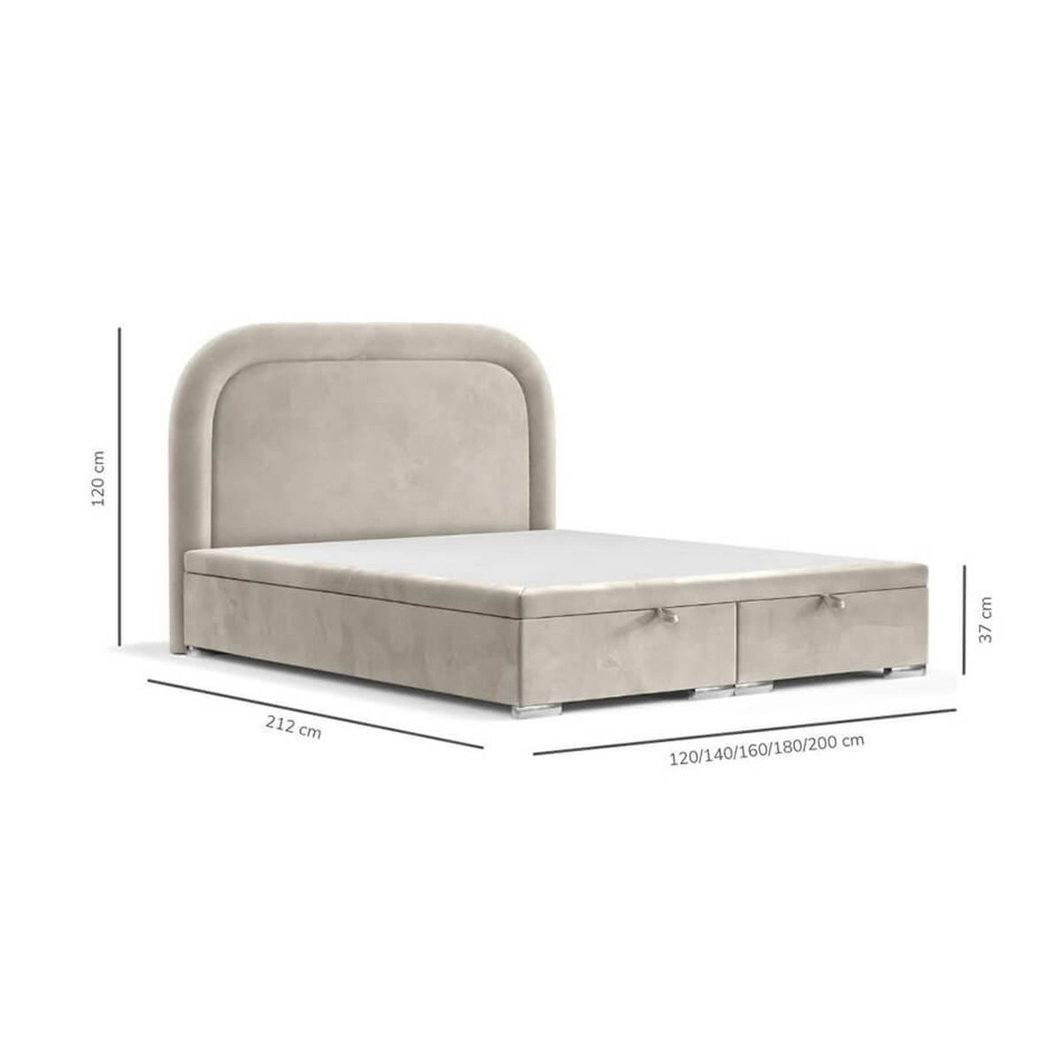 POLSTERBETT Harmony mit Stauraum 120/200 cm Marineblau im Uttario Stoff - Chromfarben/Dunkelblau, Holz/Holzwerkstoff (120/200cm) - AltaBeds