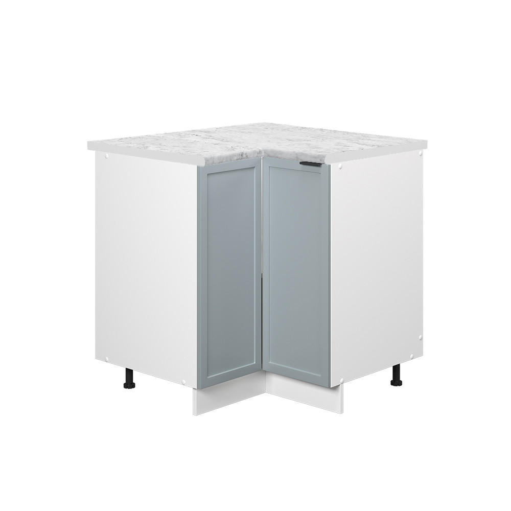 ECKUNTERSCHRANK Fame-Line Hellblau-grau 80.5 cm, AP Marmor - Blaugrau/Weiß, Holzwerkstoff (80.5/82/60cm) - Vicco