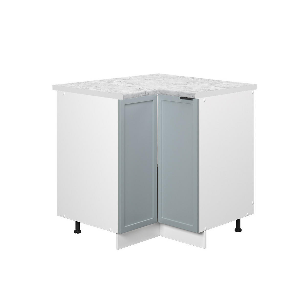 ECKUNTERSCHRANK Fame-Line Hellblau-grau 80.5 cm, AP Marmor - Blaugrau/Weiß, Holzwerkstoff (80.5/82/60cm) - Vicco