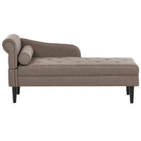 ČALOUNĚNÉ LEHÁTKO CHAISE LONGUE LEVOSTRANNÉ Látka Taupe Yvoire - černá/béžová, textil (68/72/151cm) - Beliani