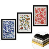 WANDBILDER 3er-Set - 20x30 cm Schwarzer Rahmen - Vintage-Blumen-Schmetterlings-Ornamente - Schwarz, Kunststoff (20/30cm) - ArtPrintCave