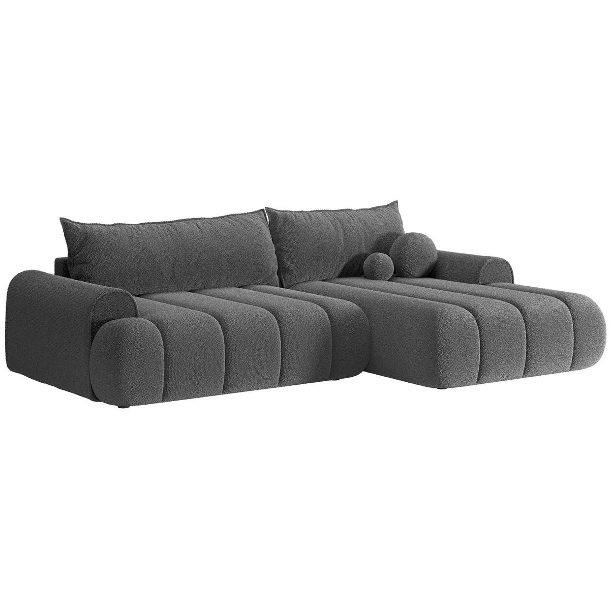ECKSOFA Dandelino Grau mit Bouclé-Bezug, rechts - Schwarz/Grau, Kunststoff/Textil (172/271cm) - Selsey