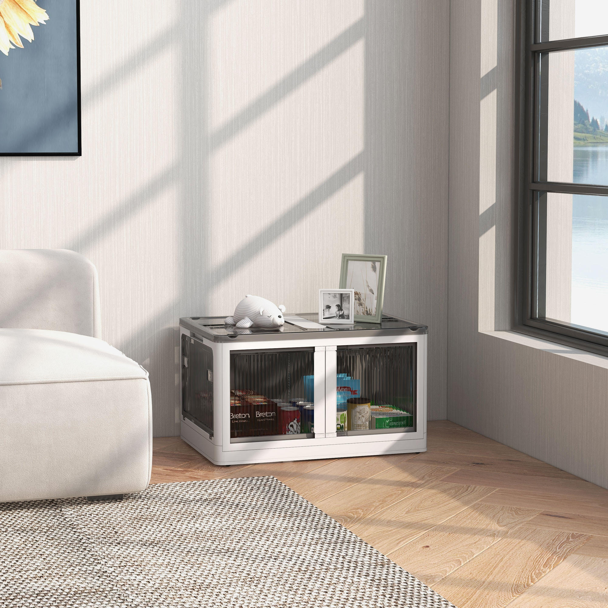 AUFBEWAHRUNGSBOX, Truhe 99L, Weiß - Weiß, Kunststoff (47/38/67cm) - HOMCOM