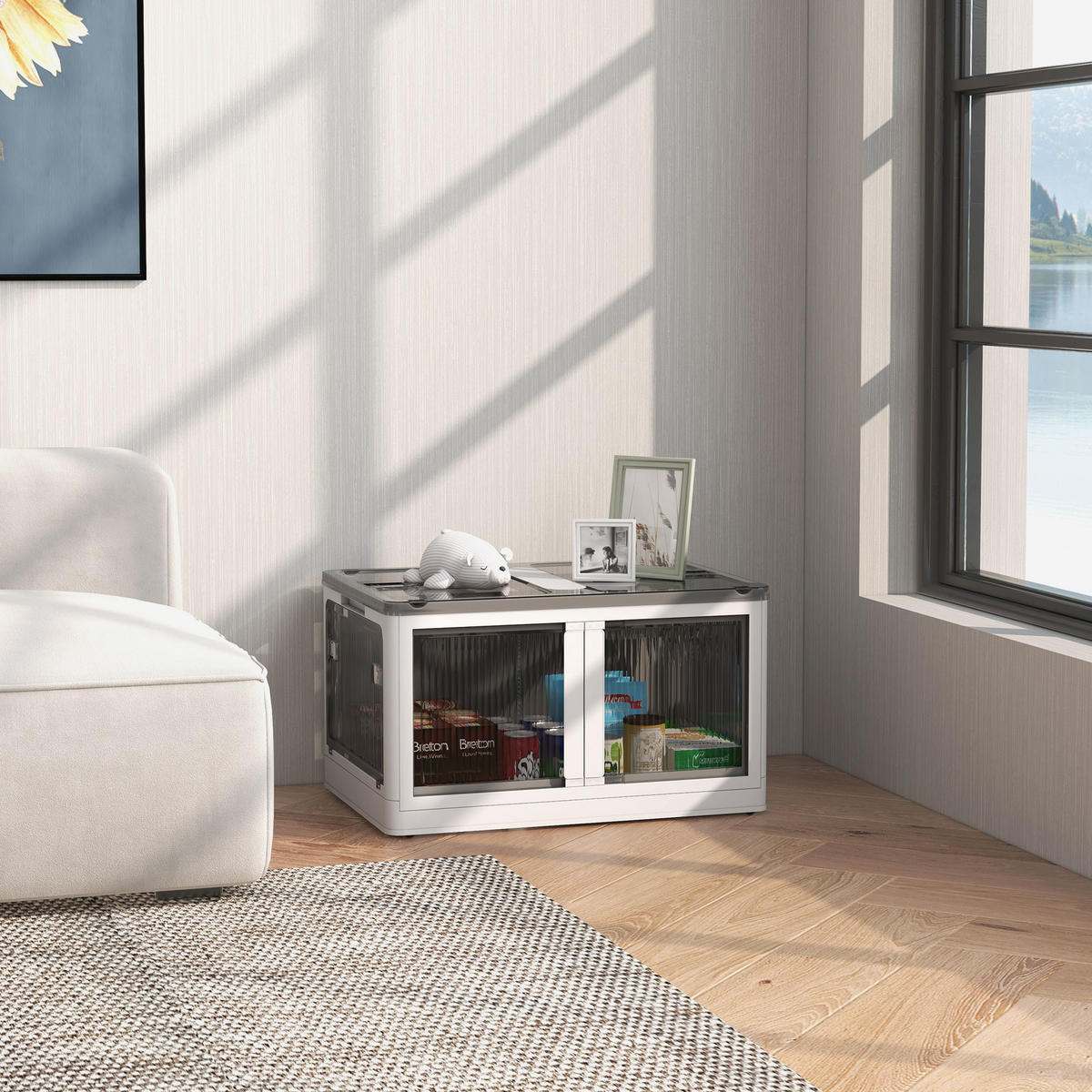 AUFBEWAHRUNGSBOX, Truhe 69L, Weiß - Weiß, Kunststoff (42/34/60cm) - HOMCOM