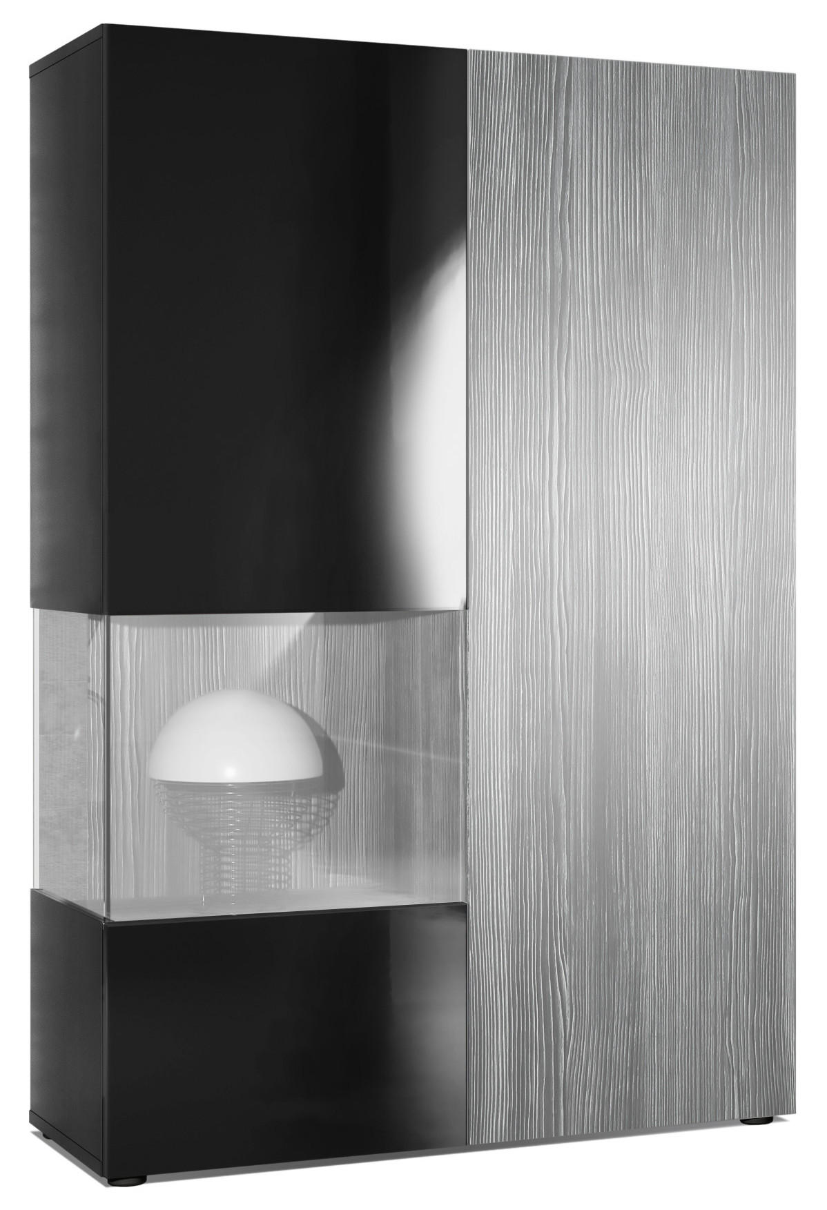 VITRINE Morena Tür und Einsatz in Avola-Anthrazit - Anthrazit, Holzwerkstoff (91.5/136.5/37cm) - Vladon