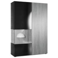 VITRINE Morena Tür und Einsatz in Avola-Anthrazit - Anthrazit, Holzwerkstoff (91.5/136.5/37cm) - Vladon