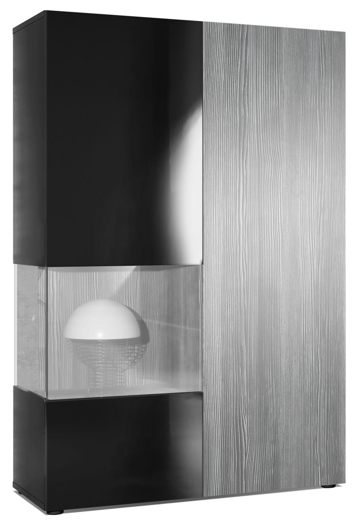 VITRINE Morena Tür und Einsatz in Avola-Anthrazit - Anthrazit, Holzwerkstoff (91.5/136.5/37cm) - Vladon