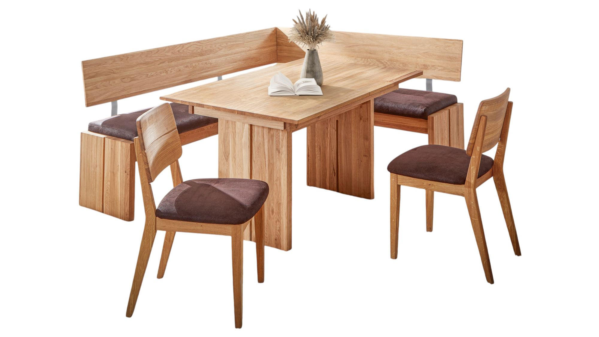 ECKBANKGRUPPE Modern Dani 3 für 7 Personen Massivholz Wildeiche/Braun - Wildeiche/Braun, Holz (192/85/167cm) - 58aufmkessel