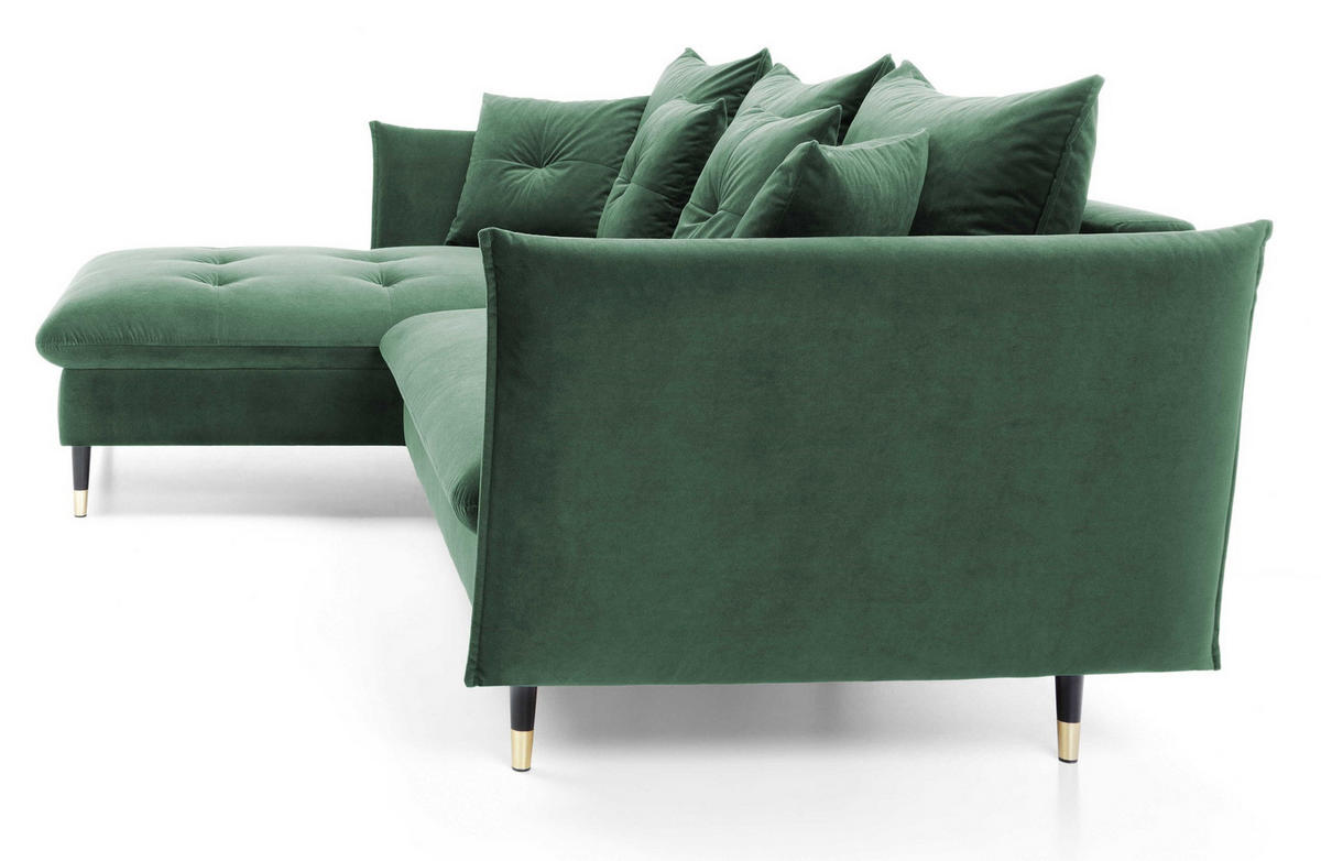 ECKSOFA 260 cm Sagir mit Schalffunktion, Bettkasten, Links - Grün - Schwarz/Grün, Holz (167/258cm) - Emporius